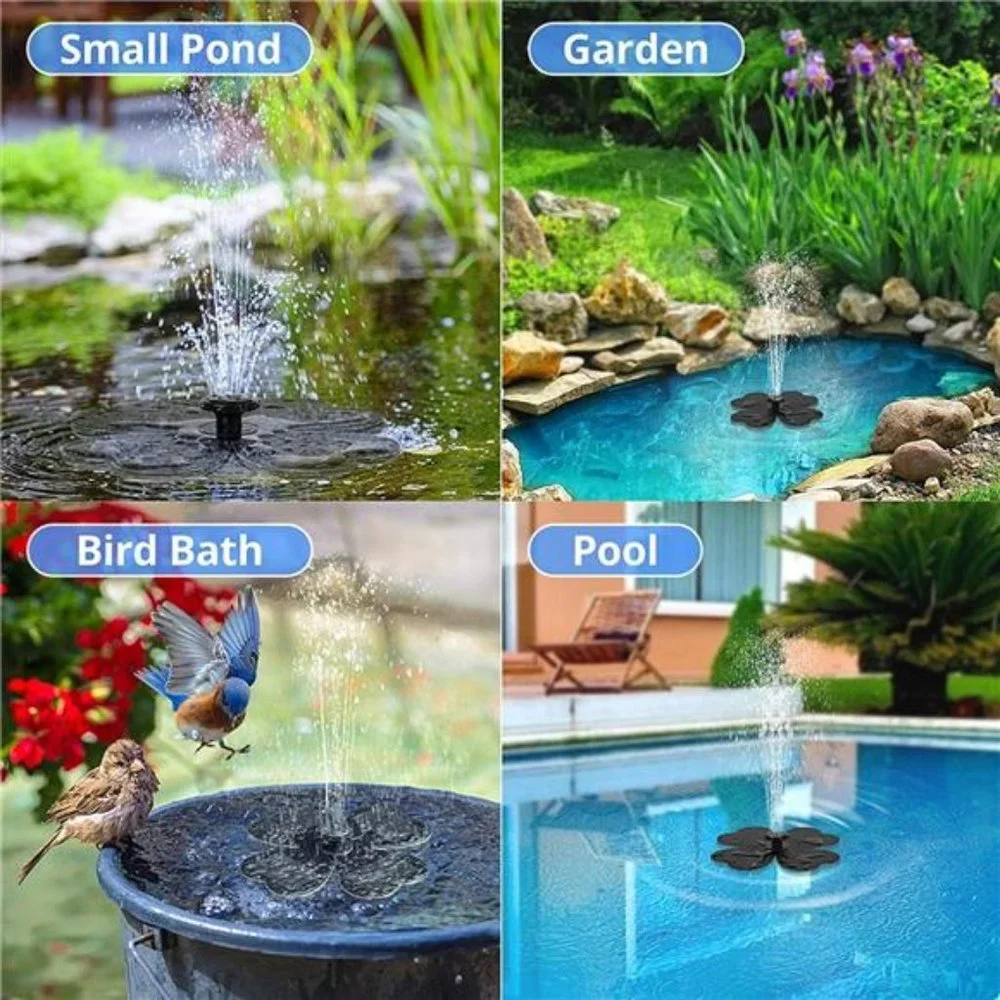 Solar Fountain Pump for Bird Bath, Lucky Clover Solar Water Pump for Pond